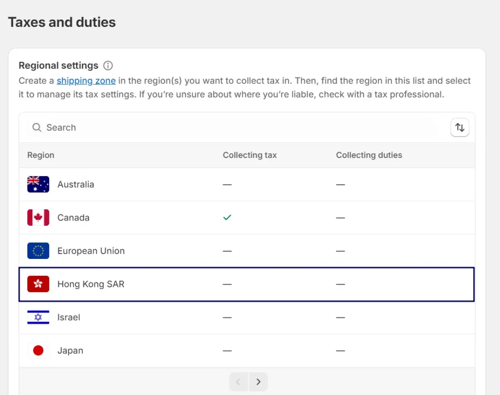 Select the country where you want to modify the VAT name. 